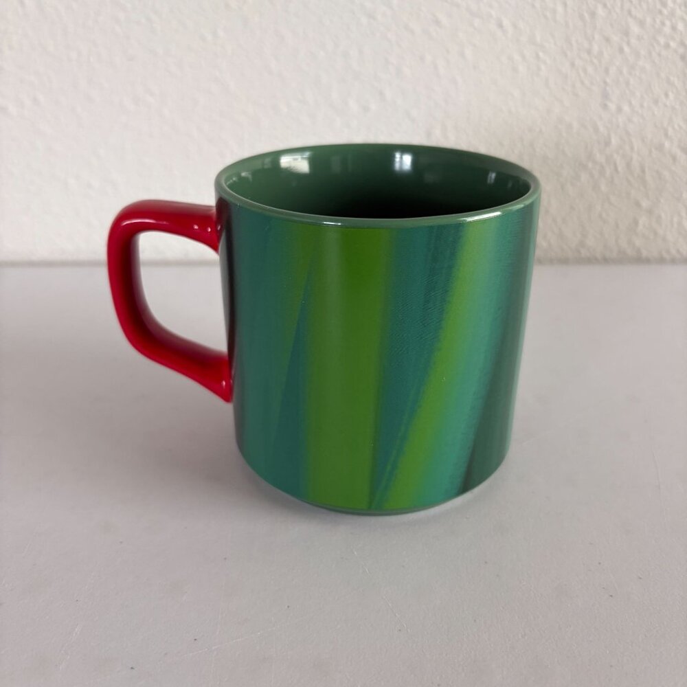 Starbucks Coffee Mug 2022 Green Marble Ombre Pattern Red Handle Siren Logo 11oz - Picture 3 of 8